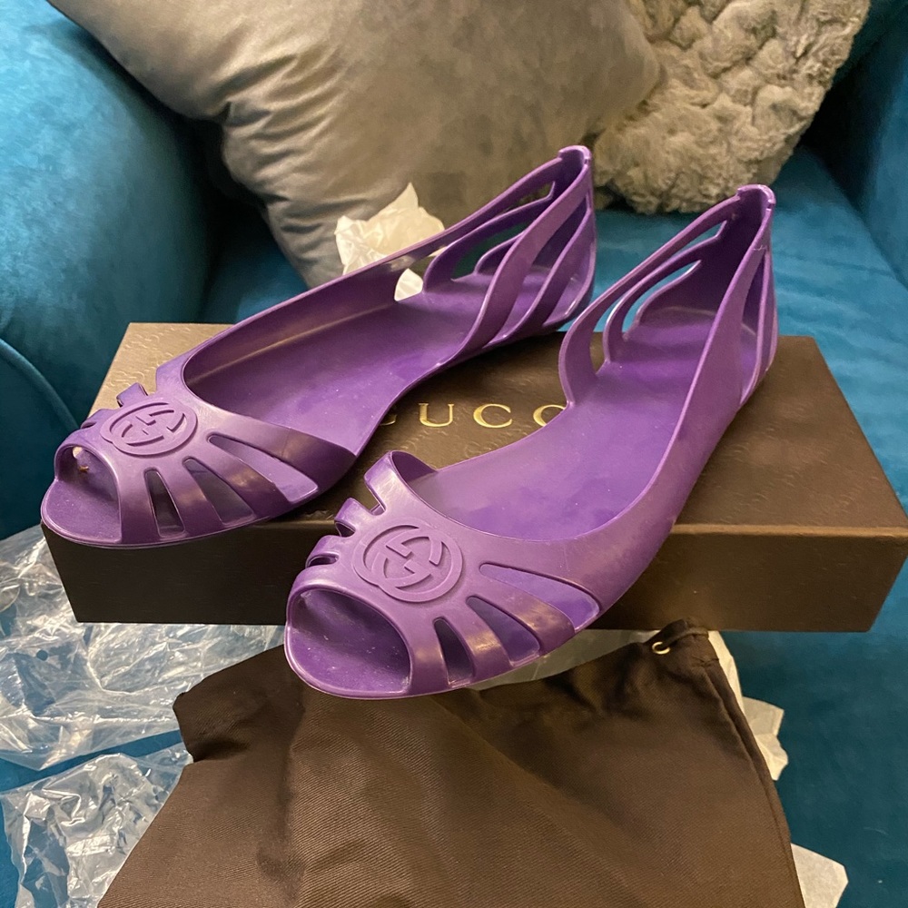 Gucci Rubber Marola Purple Rubber Sandal